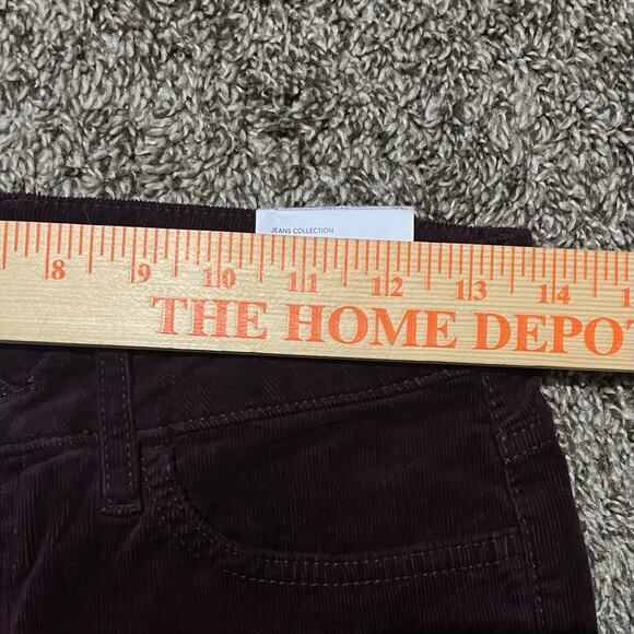 MNG Mango Women’s Flared Corduroy Jeans 4 Burgundy Cropped High Waist Retro NWT - Picture 4 of 10